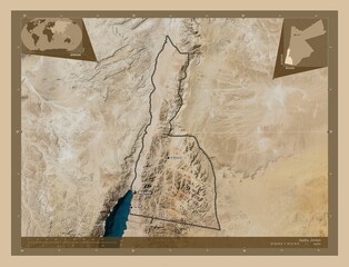 Aqaba, Jordan. Low-res satellite. Labelled points of cities