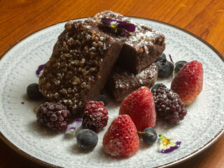 chocolate cake with berries