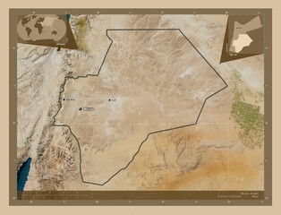Ma`an, Jordan. Low-res satellite. Labelled points of cities