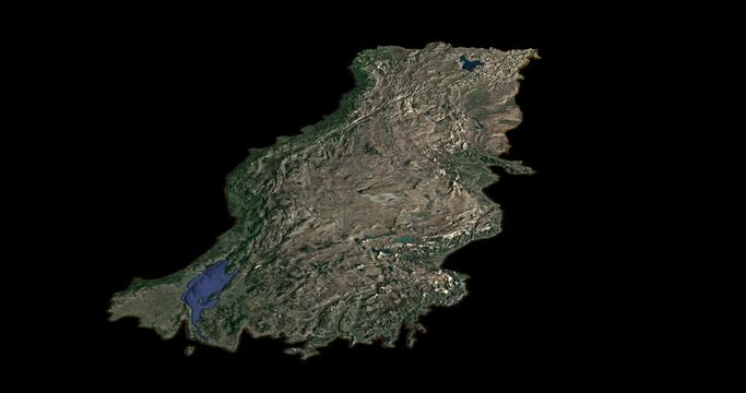 Turkey map rotate 360 loop ccw with 3d relief 4K satellite ground height