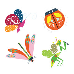 Beautiful Insects Sets Illustration vector