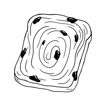 black and white swirl pastry with raisins clip art preview