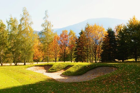  Autumn on the golf course in Celadna in Moravia in the Czech Republic.