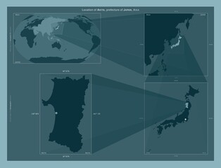 Akita, Japan. Described location diagram