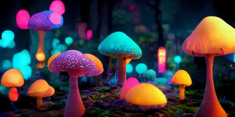 Foto op Canvas neon mushroom © Aperture Vintage