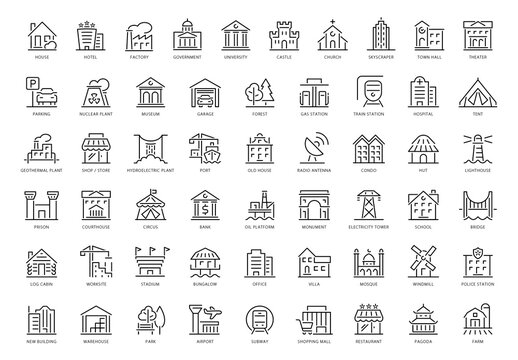 Buildings Outline Icons Set
