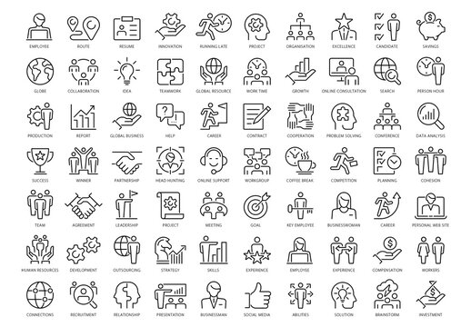Business People Outline Icons Set
