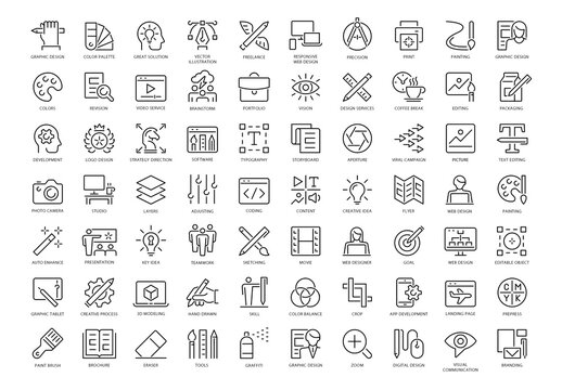 Graphic Design Outline Icons Set