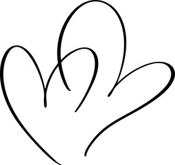 Calligraphic love two hearts logo sign. Vector Romantic illustration symbol pairs, passion and wedding. Calligraphy Design flat element of valentine day. Template greeting card, invitation