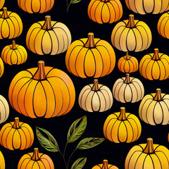 illustrated autumn harvest pumpkin background.	