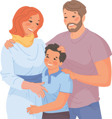 Fototapeta premium Happy parents with smiling boy together. Family portrait