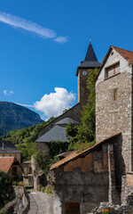 Fototapeta na wymiar traditional Spanish mountain dwellings, Pyrenees mountains, Spain