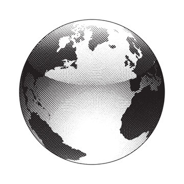 Scratchboard Engraved Globe Illustration