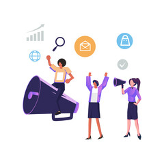 Business promotion vector advertising call through the horn online alerting