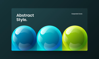 Bright 3D balls corporate brochure layout. Fresh web banner vector design concept.