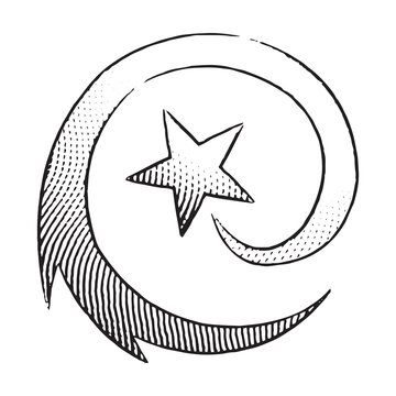 black and white star and crescent design