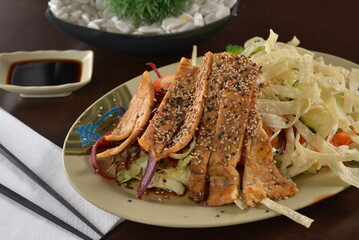 salad with chicken fajitas