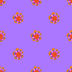 set of floral prints for fabric. textile seamless patterns. 1970 psychedelic, hippie and funky. cottage core 60s rustic interior decor. wallpaper and background pattern. children's naive style	