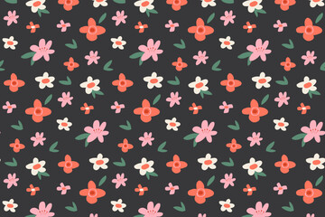 bright floral pattern for textiles and design. vector seamless illustration of colorful flowers.Cute floral pattern.