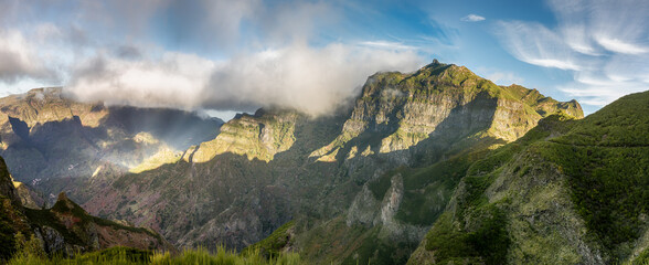 Landscape with famous mountain Pico Grande, Madeira island, Portugal