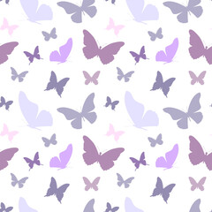 Butterflies seamless pattern. Colorful butterflies on white background. Vector.