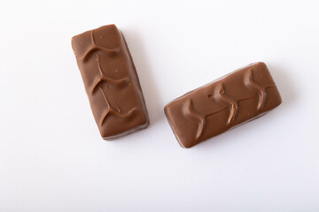 Chocolate bar on white. Sweet food.