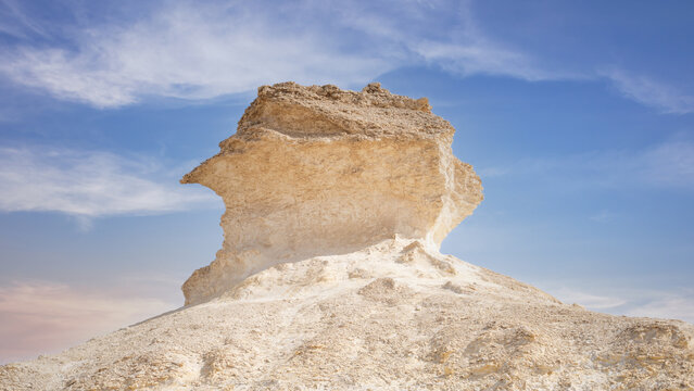 Mushroom shaped limestone rokcs in zekreet desert.