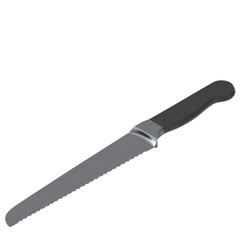 3d rendering illustration of a bread kitchen knife