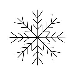 Snowflake Christmas simple doodle linear hand drawn vector illustration, winter holidays New Year elements for seasons greetings cards, invitations, banner, poster, stickers