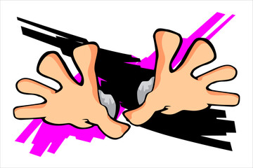 open two hands vector design.and purple and black line effect