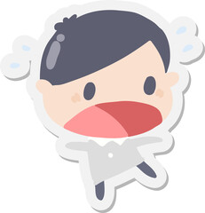 cartoon shocked man sticker