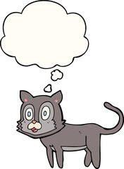 happy cartoon cat with thought bubble