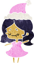 hand drawn christmas retro cartoon of kawaii girl