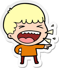 Obraz premium sticker of a cartoon laughing man