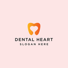 Dental Heart Logo Design Premium Vector