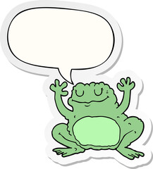 cartoon frog with speech bubble sticker
