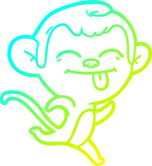 cold gradient line drawing of a funny cartoon monkey