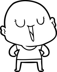 happy cartoon bald man