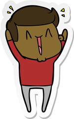 sticker of a cartoon happy man