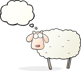 freehand drawn thought bubble cartoon sheep