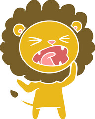 flat color style cartoon angry lion