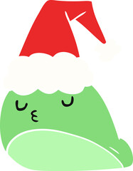 hand drawn christmas cartoon of kawaii slug