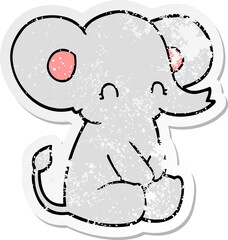 distressed sticker of a cute cartoon elephant