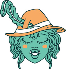 Retro Tattoo Style orc bard character 