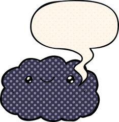 cartoon cloud with speech bubble in comic book style