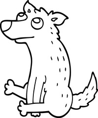 line drawing cartoon dog sitting