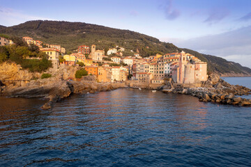 Fototapeta premium Aerial view of the Ligurian village of Tellaro