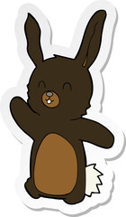 sticker of a cartoon happy rabbit