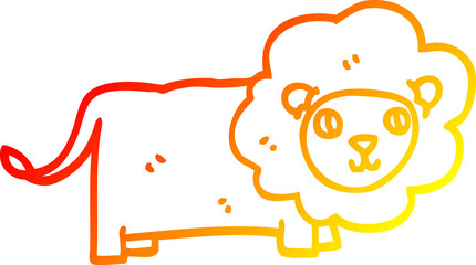 warm gradient line drawing of a cartoon lion