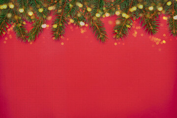 Christmas and New Year background.  Christmas card. Christmas lights. Merry Christmas and Happy New Year. Banner.